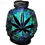 Galactic Cannabis Leaf Trippy Stoner Hoodie