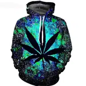 Galactic Cannabis Leaf Trippy Stoner Hoodie