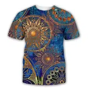 Golden Mandala Cosmic Spiritual Design T-Shirt