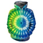 Gradient Blue and Green Spiral Trippy Hoodie