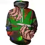 Hand Rolling Joint Psychedelic Cannabis Leaf Hoodie