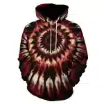 Intense Red and Black Tie-Dye Spiral Men's Hoodie