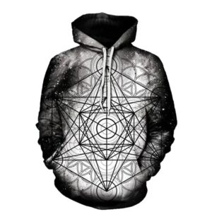 Metatron’s Cube Design Men's Rave Hoodie