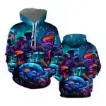 Neon Cosmic Psychedelic Mushroom Space Hoodie