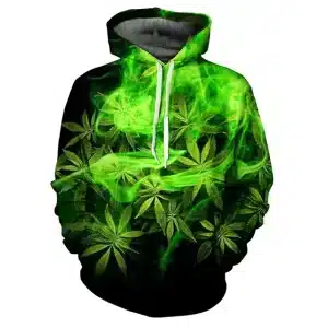 Neon Green Cannabis Leaf Smoky Swirl Hoodie