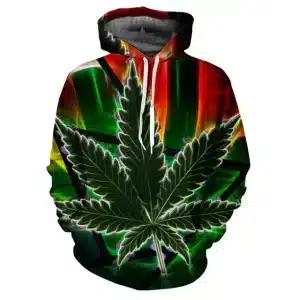 Neon Marijuana Leaf Rasta-Inspired Hoodie