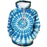 Ocean Blue Spiral Tie-Dye Classic Psychedelic Hoodie