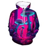 Pink & Blue Trippy Mushroom Wonderland Hoodie