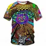 Psychedelic Cheshire Cat and Leopard Funny T-Shirt