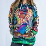 Psychedelic Cosmic Baboon Jungle Zen Art Hoodie