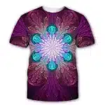 Psychedelic Floral Mandala Art Purple T-Shirt