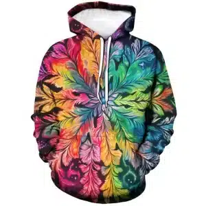 Psychedelic Kaleidoscope Leaf Rainbow Petals Hoodie