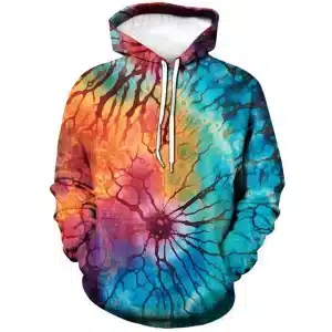 Psychedelic Marble Spiral Vivid Splash of Colors Hoodie