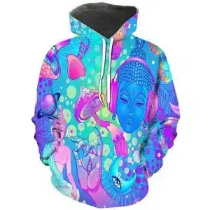 Psychedelic Mushroom & Buddha Spiritual Art Hoodie