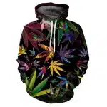 Psychedelic Vibes Multicolor Cannabis Leaf Hoodie