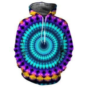 Purple and Aqua Mandala Hypnotic Psychedelic Hoodie