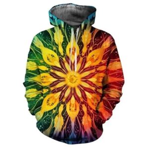 Radiant Fire and Forest Mandala Psychedelic Hoodie