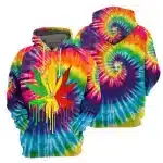 Rainbow Tie-Dye Rasta 420 Marijuana Leaf Hoodie