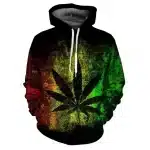 Rasta Grunge Marijuana Leaf Design Men's Hoodie