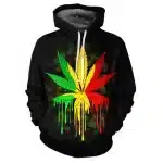 Reggae Rastafari Trippy Drip Weed Leaf Hoodie