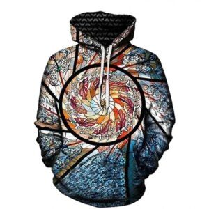 Stained Glass Spiral Art Colorful Design Hoodie