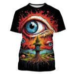 Trippy Blue Eye Dripping Flames T-Shirt