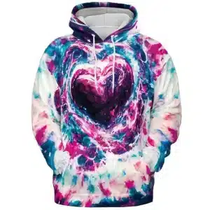 Trippy Heart Swirl Cosmic Pink & Blue Vortex Hoodie