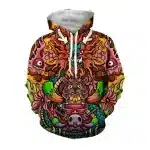 Trippy Mythical Samurai Beast Fiery Dragon Hoodie