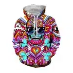 Trippy Skull & Crossbones Heart and Swirl Hoodie