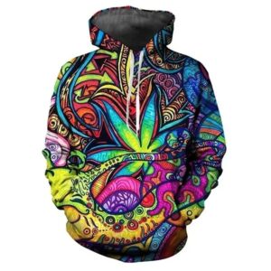 Trippy Weed Leaf 420 Stoner Rave Hoodie