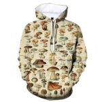 Vintage Mushroom Chart Beige Graphic Hoodie