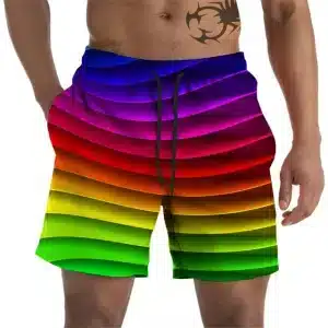 3D Ripple Rainbow Gradient Men's Rave Shorts