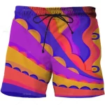 70s-Inspired Retro Wave Men's Drawstring Shorts