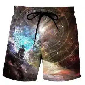 Ancient Symbols Cosmic Portal Men's Galaxy Shorts