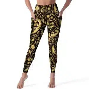 Black and Gold Baroque Paisley Women's Yoga Leggings