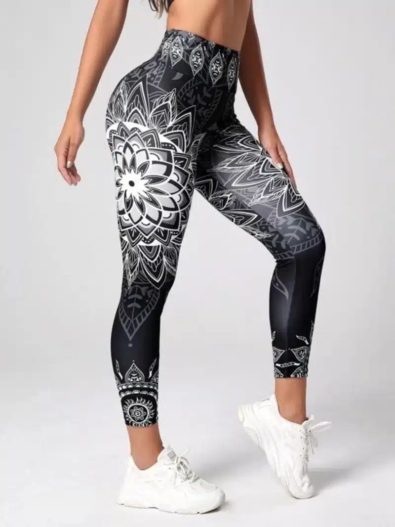 Black and White Mandala Fitness Women's Leggings