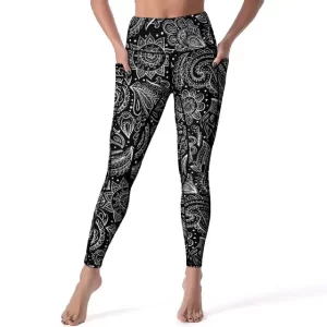 Black and White Paisley Mandala Women's Leggings