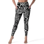 Black and White Paisley Print Women's Yoga Leggings