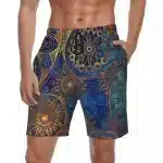 Blue Cosmic Mandala Men's Psychedelic Shorts