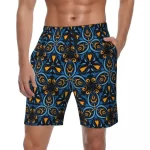 Blue & Orange Geometric Pattern Men's Shorts