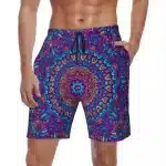 Blue & Purple Radiant Mandala Men's Psychedelic Shorts