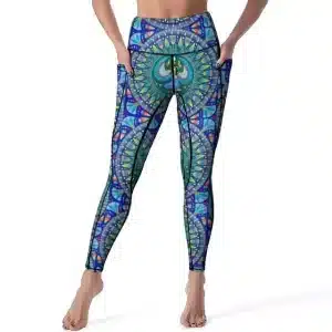 Blue Stained Glass Mandala Women's Yoga Leggings