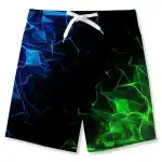 Blue and Green Futuristic Neon Geometric Men's Shorts