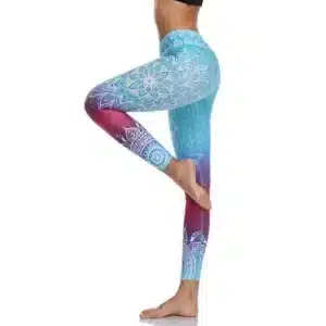 Blue and Magenta Mandala Ombre Yoga Leggings