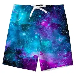 Blue and Purple Cosmic Nebula Men's Board Shorts