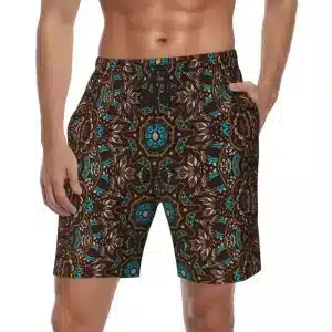 Brown & Teal Tribal Mandala Men's Ethnic Shorts