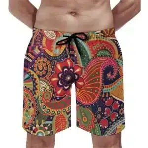 Colorful Bohemian Paisley & Floral Pattern Men's Shorts