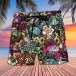 Colorful D20 Dice & Floral Men's Swim Shorts