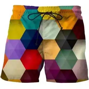 Colorful Geometric Hexagon Pattern Men's Shorts