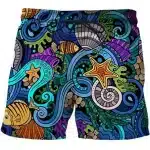 Colorful Ocean Starfish Fantasy Men's Swim Trunks